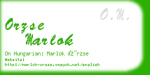 orzse marlok business card